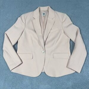 ANNE KLEIN Light Pink Waffle Textured Blazer Jacket Womens Medium Office Work